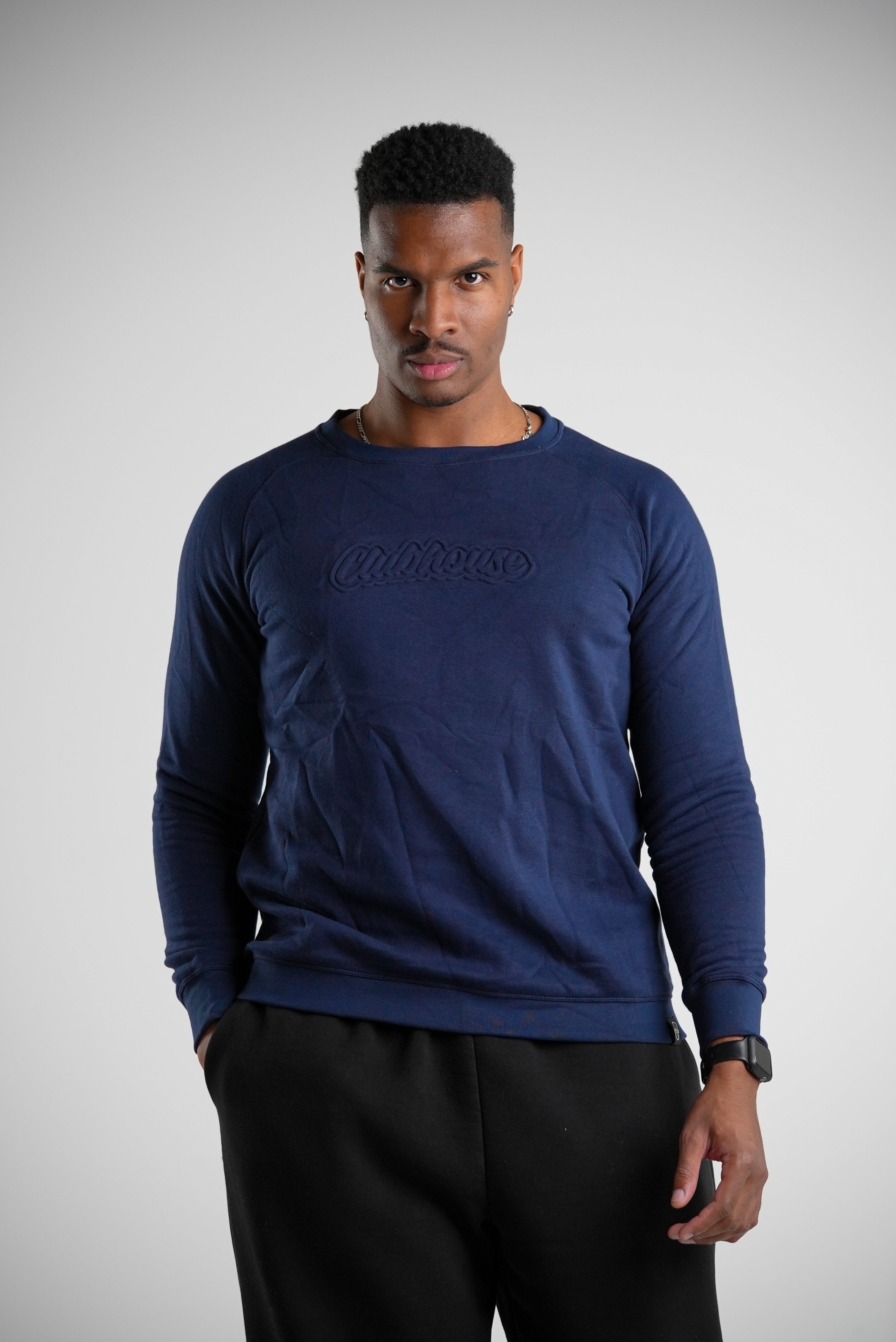 Embossed Crewneck Sweatshirt - Navy