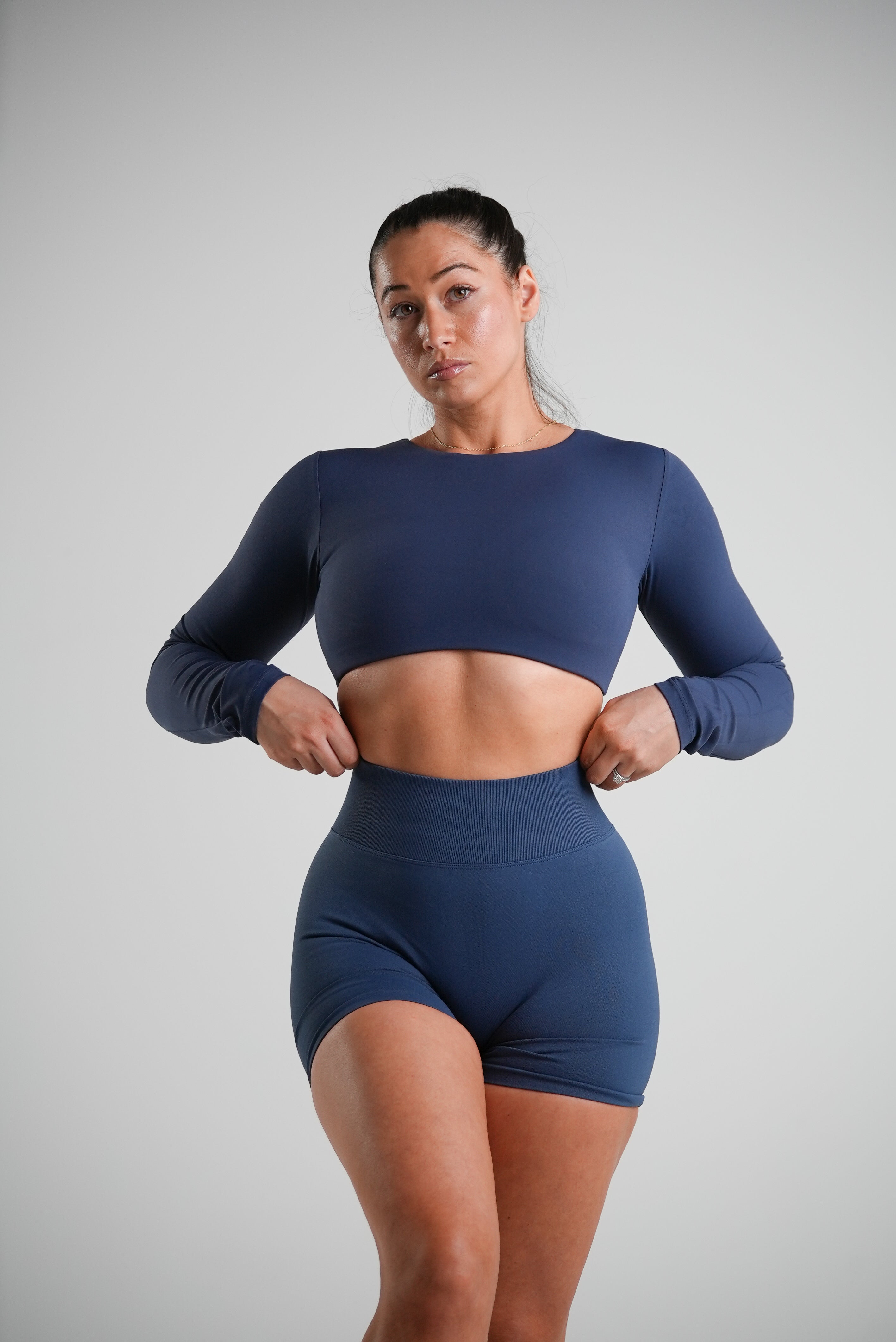 Tempo Long Sleeve Crop - Deep Sea