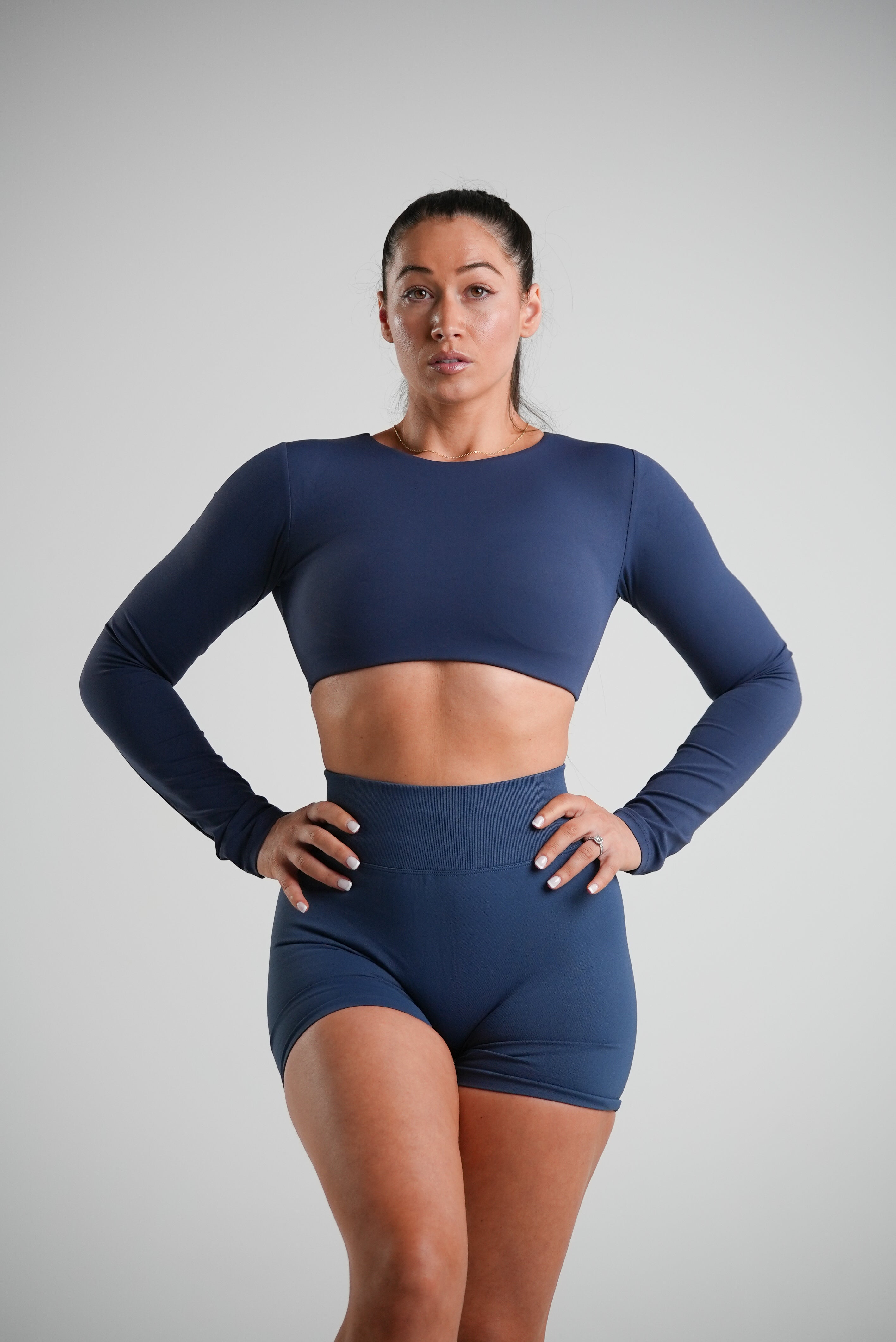 Tempo Long Sleeve Crop - Deep Sea