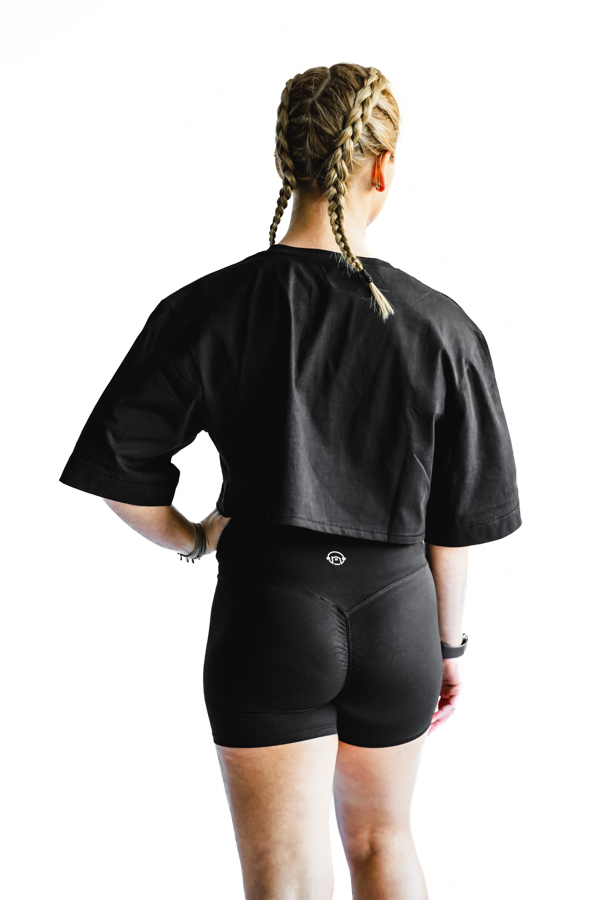 Flow Oversized Crop Tee - Black