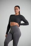 Tempo Long Sleeve Crop - Smoke