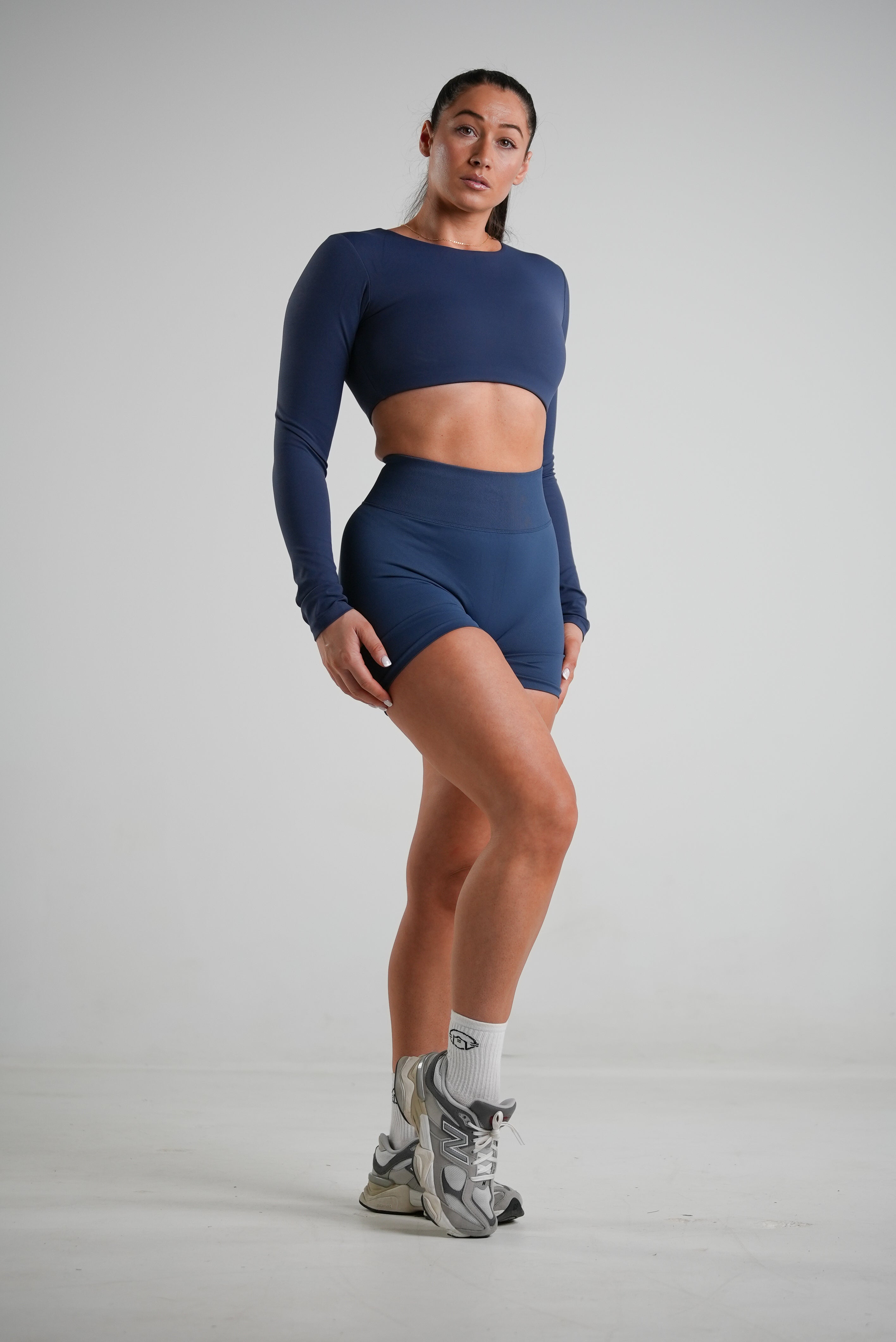 Tempo Long Sleeve Crop - Deep Sea