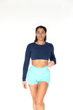 Titan Long Sleeve Crop - Midnight Blue
