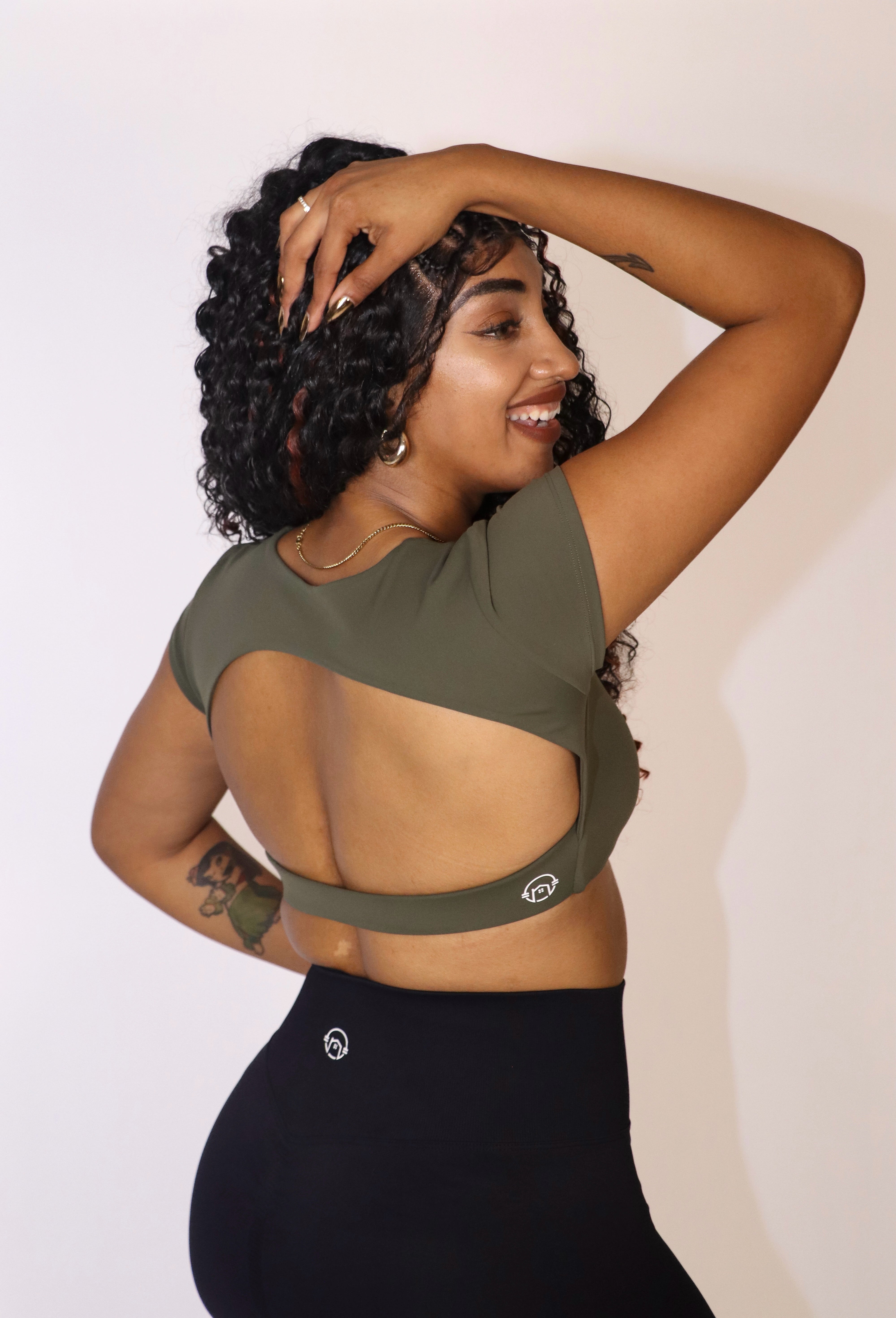 Align Open-Back Top - Olive Grove
